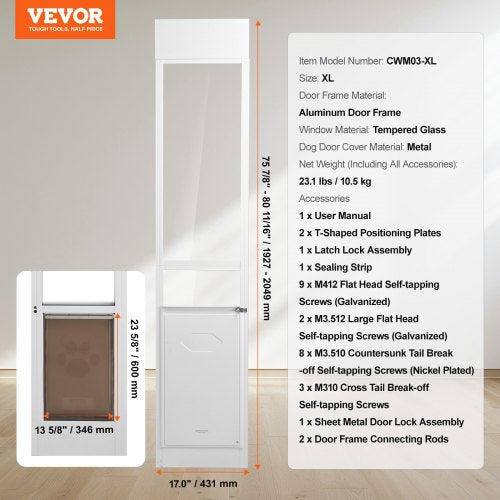 Dog Door For Sliding Glass 75 7880 1116 Adjustable Height Doggy Doors Aluminum