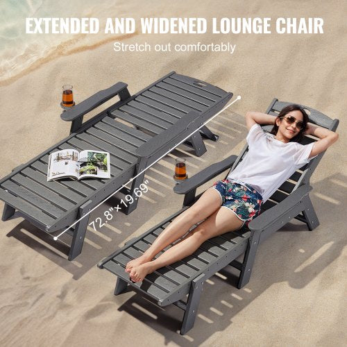Chaise Lounge Chair 400 Lbs Weight Capacity 6 Positions Adjustable Patio