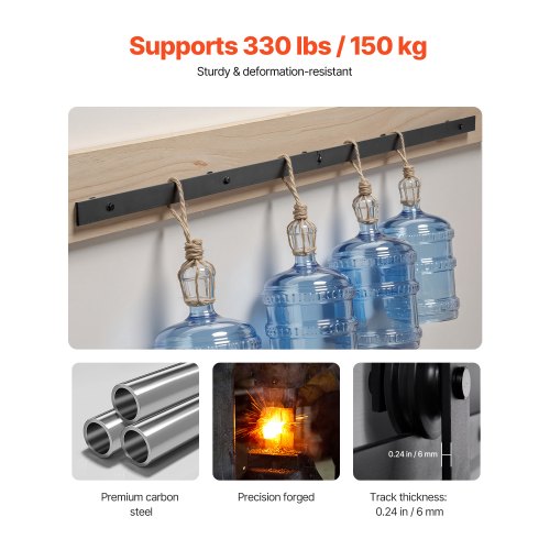 66FT Sliding Barn Door Hardware Kit 330 LBS Weight Capacity Compatible