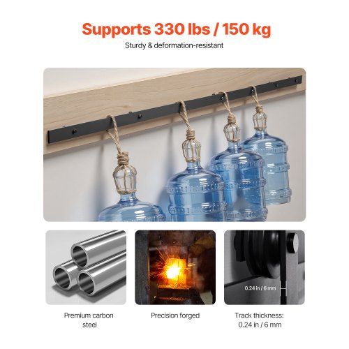 10FT Sliding Barn Door Hardware Kit 330 LBS Weight Capacity Compatible