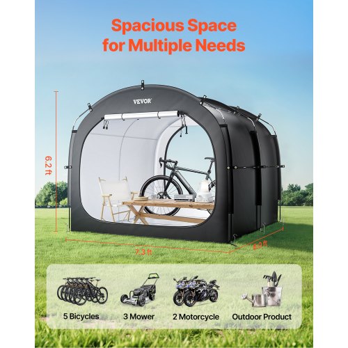 Bike Storage Tent 5 Bikes Outdoor Spacious With Ventilated Window Waterproof