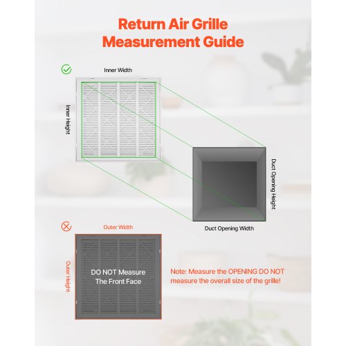 Return Air Filter Grille Fits W20 x H20in Duct Opening Size Filter