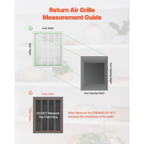 Return Air Filter Grille Fits W20 x H25 Inch Duct Opening Filter Not