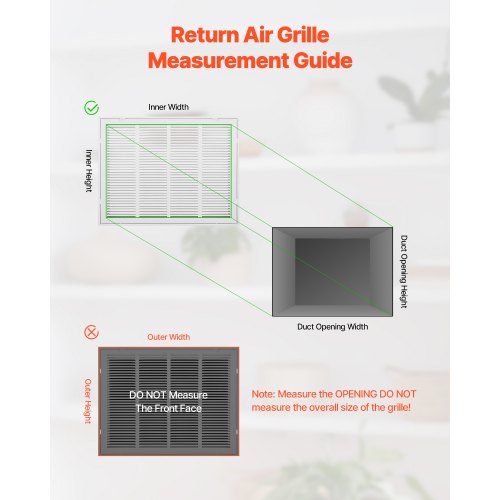 Return Air Filter Grille Fits W24 x H18 Inch Duct Opening Filter Not