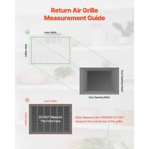 Return Air Filter Grille Fits W30 x H20 Inch Duct Opening Filter Not