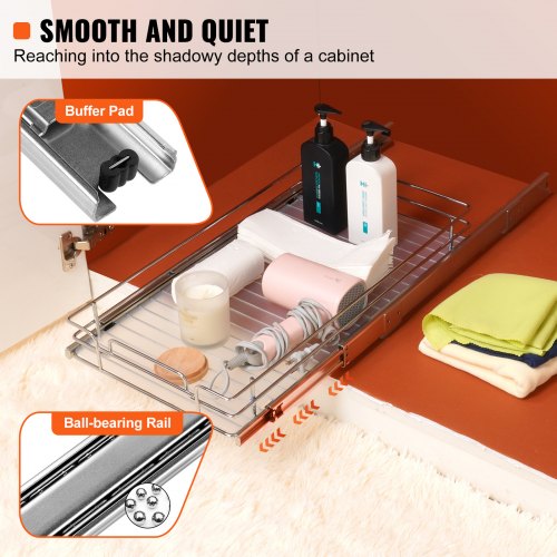 12.5"Wx21"Dx3.5"H Pull Out Cabinet Organizer Heavy Duty Slide Out Pantry