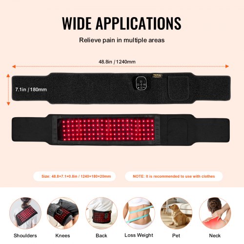 Red Light Therapy for Waist 660nm 850nm Red Light Therapy Wrap Belt with Timer