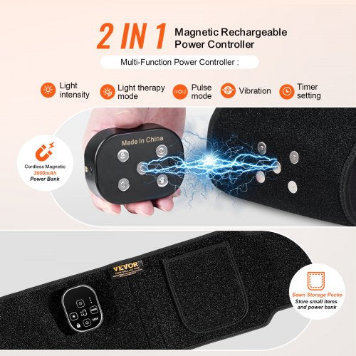 Red Light Therapy for Waist 660nm 850nm Red Light Therapy Wrap Belt with Timer
