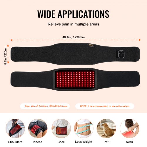 Red Light Therapy Belt for Waist 660nm 850nm Red Light Therapy Pad with Timer