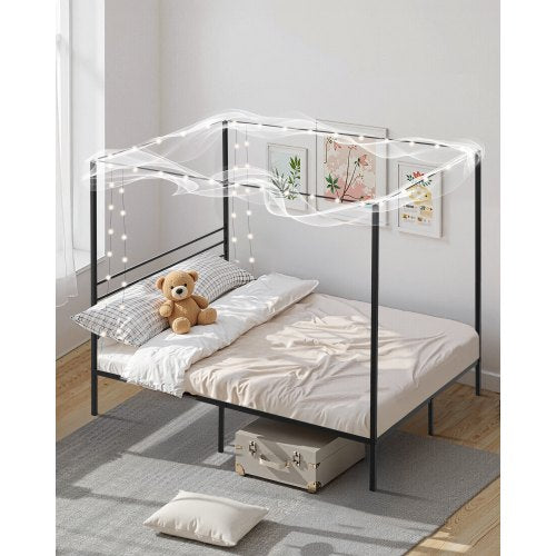 Full Size Canopy Bed Frame Metal With Four Posters Design Heavy Duty Steel
