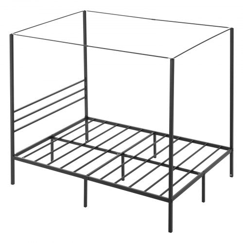 Full Size Canopy Bed Frame Metal With Four Posters Design Heavy Duty Steel