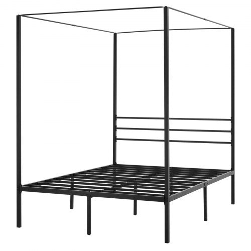 Full Size Canopy Bed Frame Metal With Four Posters Design Heavy Duty Steel