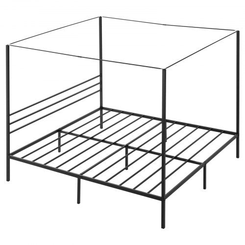 King Size Canopy Bed Frame Metal With Four Posters Design Heavy Duty Steel