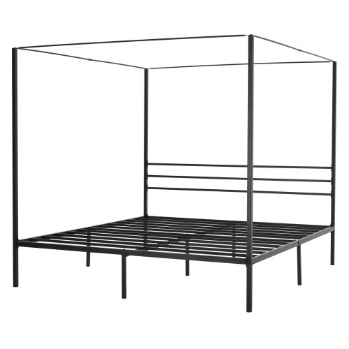 King Size Canopy Bed Frame Metal With Four Posters Design Heavy Duty Steel