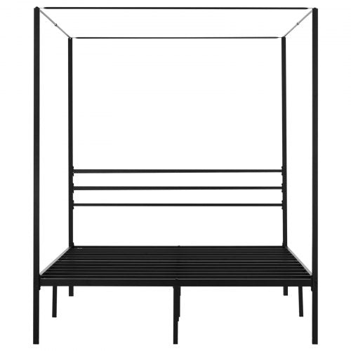 Queen Size Canopy Bed Frame Metal With Four Posters Design Heavy Duty Steel