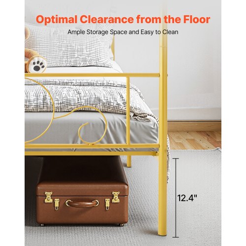 Full Size Canopy Bed Frame Metal With Minimalist Headboard Four Posters Design