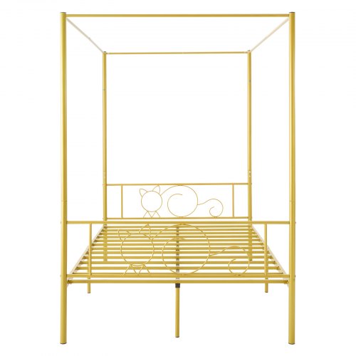 Full Size Canopy Bed Frame Metal With Minimalist Headboard Four Posters Design