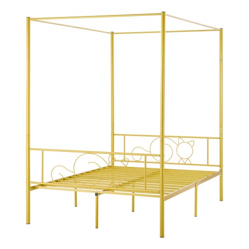 Full Size Canopy Bed Frame Metal With Minimalist Headboard Four Posters Design