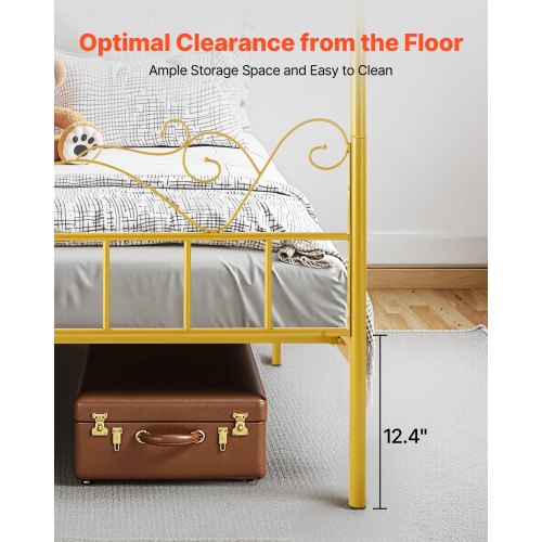 Queen Size Canopy Bed Frame Metal With Minimalist Headboard Four Posters