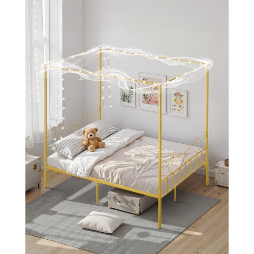 Queen Size Canopy Bed Frame Metal With Minimalist Headboard Four Posters