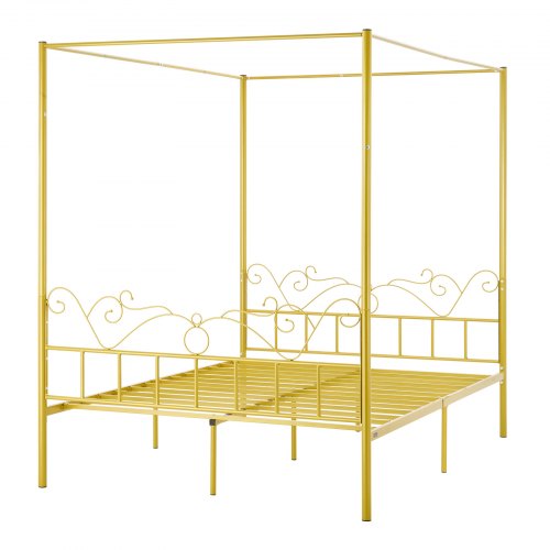 Queen Size Canopy Bed Frame Metal With Minimalist Headboard Four Posters