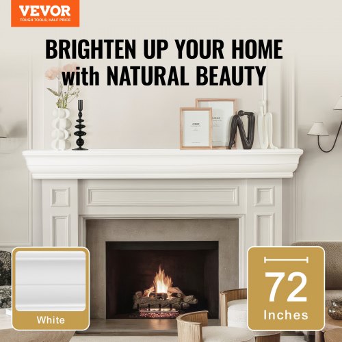Fireplace Mantel 72 X 8 5 50 Lbs Weight Capacity Natural Wood For Over Wall