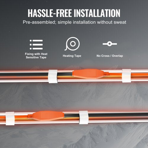 Pipe Heating Cable 6FT 7WFT Heat Tape for Pipes with Builtin Thermostat