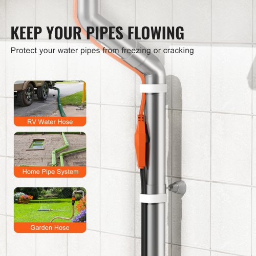 Pipe Heating Cable 18FT 7WFT Heat Tape for Pipes with Builtin Thermostat