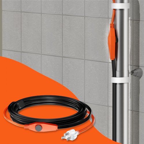 Pipe Heating Cable 12FT 7WFT Heat Tape for Pipes with Builtin Thermostat