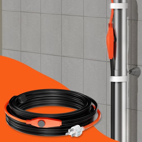Pipe Heating Cable 30FT 7WFT Heat Tape for Pipes with Builtin Thermostat