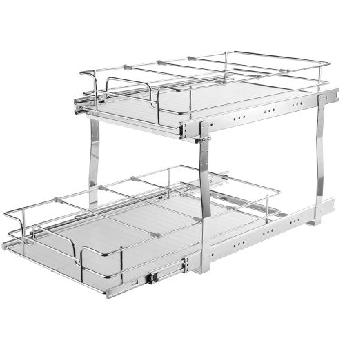 2 Tier 14Wx21Dx15H Pull Out Cabinet Organizer Heavy Duty Slide Out