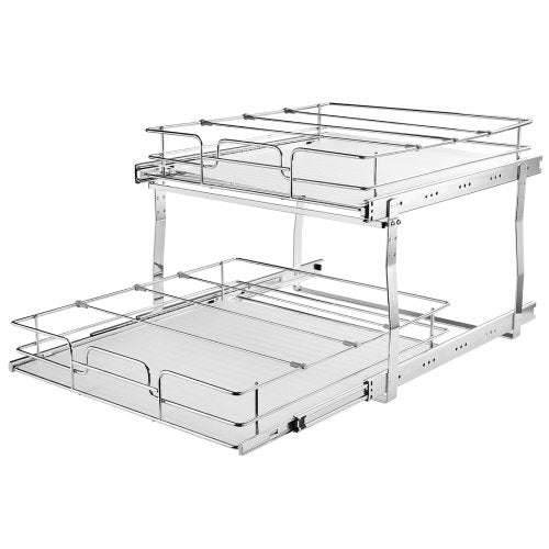 2 Tier 17Wx21Dx15H Pull Out Cabinet Organizer Heavy Duty Slide Out