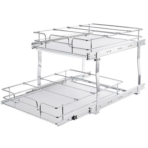 2 Tier 20Wx21Dx15H Pull Out Cabinet Organizer Heavy Duty Slide Out