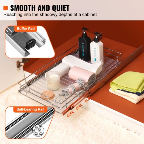 12.5"Wx16.5"Dx3.5"H Pull Out Cabinet Organizer Heavy Duty Slide Out Pantry