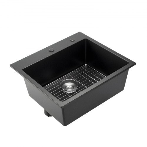 25 Inch Kitchen Sink Workstation Top Mount Granite Sinks Dropin Single Bowl
