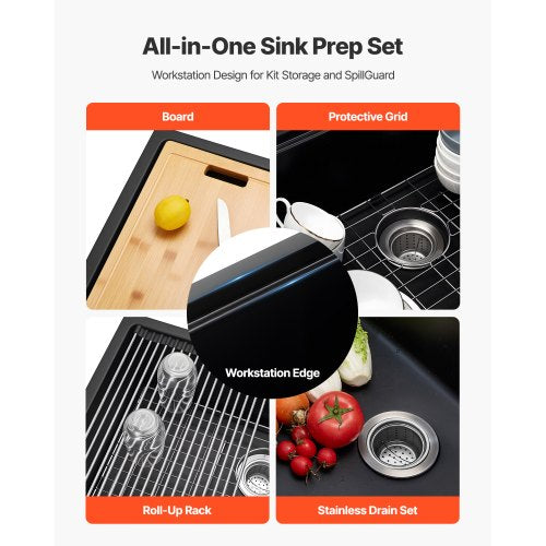 30 Inch Kitchen Sink Workstation Undermount Granite Dropin Single Bowl