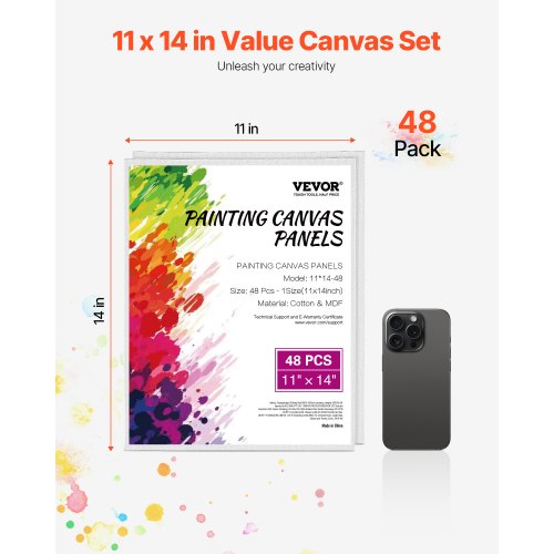 Canvas Boards for Painting 11 x 14 Inch White Canvases for Painting 48