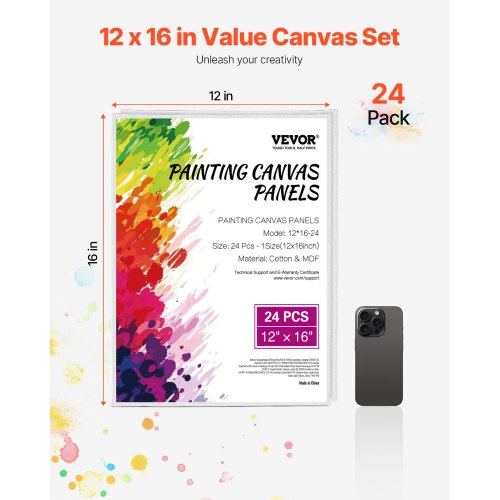 Canvas Boards for Painting 12 x 16 Inch White Canvases for Painting 24