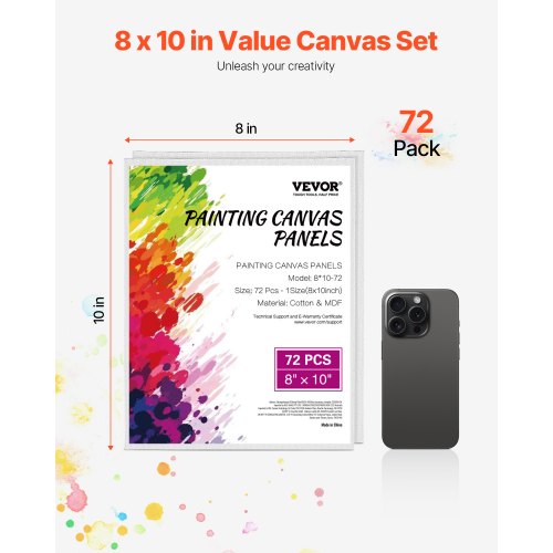 Canvas Boards for Painting 8 x 10 Inch White Canvases for Painting 72 Pack
