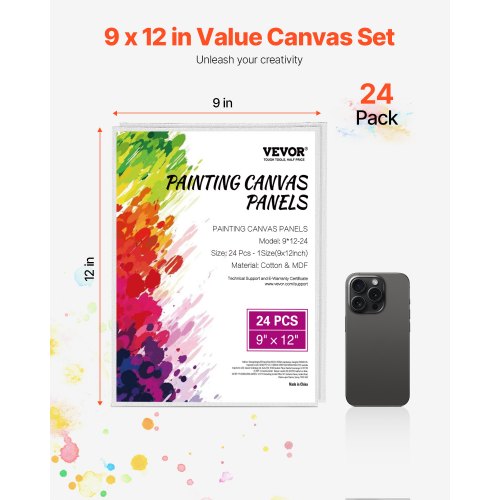 Canvas Boards for Painting 9 x 12 Inch White Canvases for Painting 24 Pack