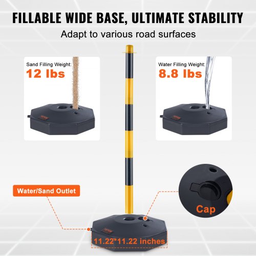 Adjustable Traffic Delineator Post Cones 6 Pack Traffic Safety Delineator