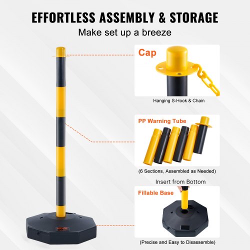 Adjustable Traffic Delineator Post Cones 6 Pack Traffic Safety Delineator