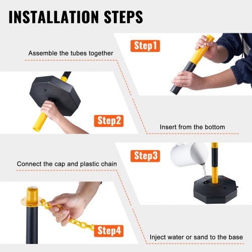 Adjustable Traffic Delineator Post Cones 4 Pack Traffic Safety Delineator