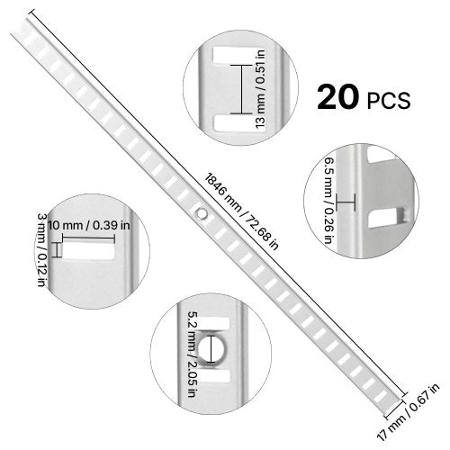 Shelf Pilaster 727inch 20 Pack Adjustable Shelf Brackets Steel Mortise