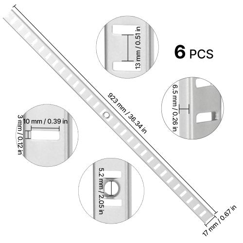 Shelf Pilaster 363inch 6 Pack Adjustable Shelf Brackets Steel Mortise