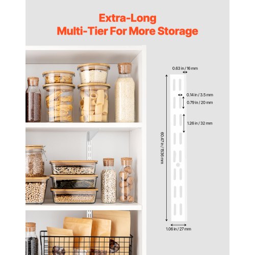 Shelf Pilaster 60inch 5 Pack Dual Track Upright Wall Shelving System