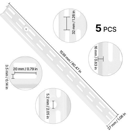 Shelf Pilaster 60inch 5 Pack Dual Track Upright Wall Shelving System