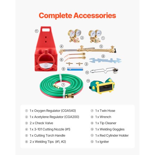 Oxygen Acetylene Torch Kit Gas Welding Cutting Torch Kit 14PCS Portable