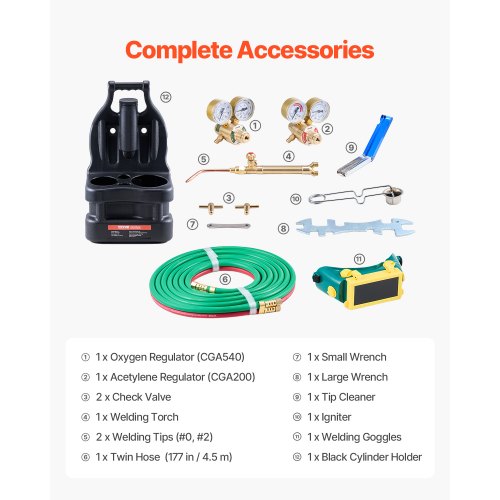Oxygen Acetylene Torch Kit Gas Welding Torch Kit 14PCS Portable Oxy