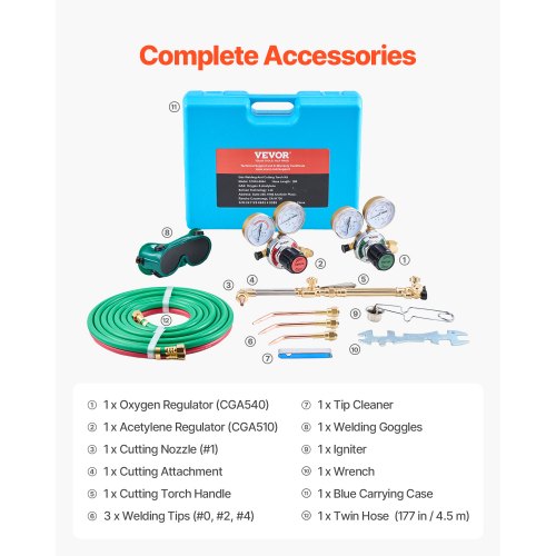 Oxygen Acetylene Torch Kit Gas Welding Cutting 14Pcs Portable Oxy Brazing Set